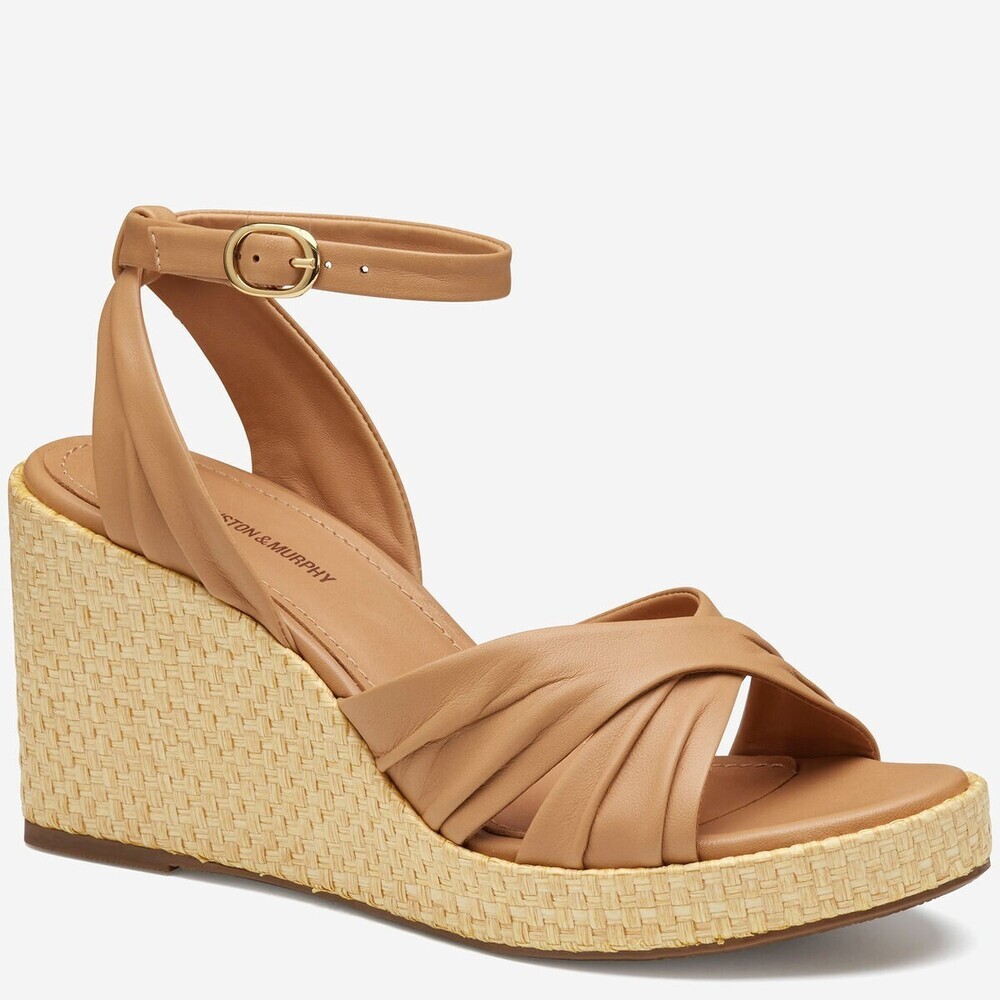 Johnston & Murphy Marcia Cross-Band 78-42753 Sandal Women 8 Tan Leather ZOGG2686